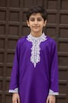 Buy_Fayon Kids_Purple Cotton Embroidery Kurta And Pant Set _Online_at_Aza_Fashions