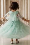 Shop_Fayon Kids_Blue Net Applique, Sequins, Glitter Fairy Tiered Gown _at_Aza_Fashions