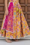 Buy_Fayon Kids_Yellow Cotton, Net Tassels, Sequins, Pom-poms Printed Lehenga Blouse Set _Online_at_Aza_Fashions