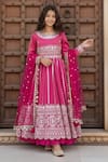 Buy Fayon Kids Pink Tissue, Organza, Net Embroidery, Sequins, Gota Patti, Anarkali With Dupatta at Aza Fashions Buy_Fayon Kids_Pink Tissue, Organza, Net Embroidery, Sequins, Gota Patti, Anarkali With Dupatta _at_Aza_Fashions