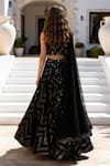 Shop_Fayon Kids_Black Georgette Sequins, Embroidery Geometric Lehenga Blouse Set _at_Aza_Fashions