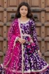 Fayon Kids Purple Brocade, Net Embroidery, Sequins, Tassels Anarkali With Dupatta Online at Aza Fashions Fayon Kids_Purple Brocade, Net Embroidery, Sequins, Tassels Anarkali With Dupatta _Online_at_Aza_Fashions