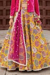 Fayon Kids_Yellow Cotton, Velvet, Net Sequins, Lace, Floral Print Lehenga Set With Jacket _Online_at_Aza_Fashions