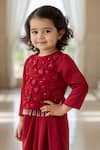 Buy_Fayon Kids_Red Net, Satin Sequins, Beads, Embellished Cropped Top And Dhoti Skirt Set _Online_at_Aza_Fashions