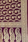 Shop_Naaritva India_Wine Silk Zari, Embroidery Floral Woven Saree With Running Blouse _Online_at_Aza_Fashions