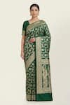 Buy_Naaritva India_Green Silk Zari, Embroidery Floral Banarasi Woven Saree With Running Blouse _at_Aza_Fashions