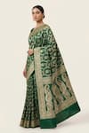 Buy_Naaritva India_Green Silk Zari, Embroidery Floral Banarasi Woven Saree With Running Blouse _Online_at_Aza_Fashions