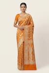 Buy_Naaritva India_Yellow Silk Zari, Embroidery Floral Butta Woven Saree With Running Blouse _at_Aza_Fashions