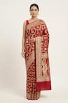 Buy_Naaritva India_Maroon Silk Zari Leaf Butta Woven Saree With Running Blouse _at_Aza_Fashions