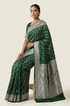 Buy_Naaritva India_Green Silk Zari Stripe Woven Saree With Running Blouse _Online_at_Aza_Fashions