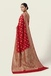 Shop_Naaritva India_Red Silk, Brocade Zari Paisley Banarasi Saree With Running Blouse _at_Aza_Fashions