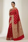 Buy_Naaritva India_Red Silk, Brocade Zari Paisley Banarasi Saree With Running Blouse _Online_at_Aza_Fashions