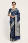 Buy_Naaritva India_Blue Silk Zari Flower Banarasi Saree With Running Blouse _at_Aza_Fashions
