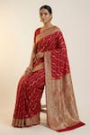 Buy_Naaritva India_Red Silk Zari, Embroidery Florette Woven Saree With Running Blouse 