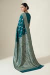 Shop_Naaritva India_Teal Silk Zari Paisley Pattern Saree With Running Blouse _at_Aza_Fashions