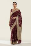 Buy_Naaritva India_Purple Silk Zari, Embroidery Flower Woven Saree With Running Blouse _at_Aza_Fashions