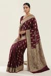 Shop_Naaritva India_Purple Silk Zari, Embroidery Flower Woven Saree With Running Blouse _Online_at_Aza_Fashions