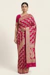 Buy_Naaritva India_Pink Silk Zari, Embroidery Florette Vine Saree With Running Blouse _at_Aza_Fashions
