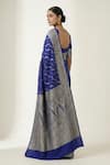 Shop_Naaritva India_Blue Silk Zari Flower Vine Saree With Running Blouse _at_Aza_Fashions