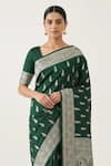 Naaritva India_Green Silk Zari Paisley Floral Woven Saree With Running Blouse _Online_at_Aza_Fashions