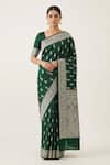 Buy_Naaritva India_Green Silk Zari Paisley Floral Woven Saree With Running Blouse _at_Aza_Fashions