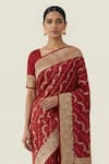 Buy_Naaritva India_Maroon Silk Zari Flower Banarasi Woven Saree With Running Blouse _Online_at_Aza_Fashions