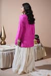 Shop_Komal Shah_Pink Dupion, Chanderi, Shantoon, Organza Keri Hand Kurta Palazzo Set _at_Aza_Fashions