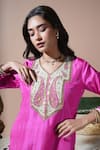 Buy_Komal Shah_Pink Dupion, Chanderi, Shantoon, Organza Keri Hand Kurta Palazzo Set _Online_at_Aza_Fashions