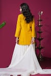 Shop_Komal Shah_Mustard Dupion, Chanderi, Shantoon, Organza Keri Hand Kurta Palazzo Set _at_Aza_Fashions