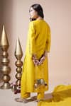 Shop_Komal Shah_Mustard Chanderi, Organza Embroidery, Sequins, Stones Hand Keri Motif Kurta Set _at_Aza_Fashions