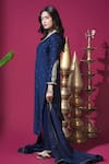 Buy_Komal Shah_Navy Chanderi, Organza Embroidery, Zari Keri Paisley Motif Hand Kurta Set _Online_at_Aza_Fashions