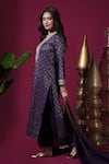 Komal Shah_Purple Chanderi, Shantoon, Organza Zari, Embroidery Butta Floral And Kurta Set _Online_at_Aza_Fashions