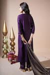 Shop_Komal Shah_Purple Chanderi, Shantoon, Tissue Asopalav Leaf Hand Kurta Pant Dupatta Set _at_Aza_Fashions