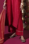 Buy_Komal Shah_Red Chanderi, Shantoon, Tissue Asopalav Leaf Hand Kurta Pant Dupatta _Online_at_Aza_Fashions