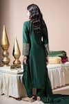 Shop Komal Shah Emerald Green Chanderi, Statement Cuff Hand Embroidered Kurta Pant Dupatta Set at Aza Fashions Shop_Komal Shah_Emerald Green Chanderi, Statement Cuff Hand Embroidered Kurta Pant Dupatta Set _at_Aza_Fashions