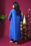 Shop_Komal Shah_Blue Chanderi, Silk, Shantoon Embroidery, Pearls Mor Pocket Hand Kurta Pant Set _at_Aza_Fashions