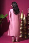 Shop_Komal Shah_Pink Chanderi, Silk, Shantoon Embroidery, Mor Hand A-line Kurta And Pant Set _at_Aza_Fashions