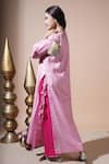 Shop_Komal Shah_Pink Chanderi, Silk Embroidery, Tassels, Zari Butta Kaftan Kurta Set With Hand _at_Aza_Fashions