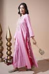Buy_Komal Shah_Pink Chanderi, Silk Embroidery, Tassels, Zari Butta Kaftan Kurta Set With Hand _Online_at_Aza_Fashions