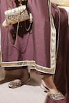 Komal Shah_Brown Chanderi, Silk, Tissue Embroidery, Hand Kaftan Kurta Set With Lumpi _Online_at_Aza_Fashions