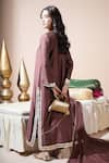 Shop_Komal Shah_Brown Chanderi, Silk, Tissue Embroidery, Hand Kaftan Kurta Set With Lumpi _at_Aza_Fashions