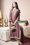 Buy_Komal Shah_Brown Chanderi, Silk, Tissue Embroidery, Hand Kaftan Kurta Set With Lumpi _at_Aza_Fashions