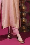 Komal Shah_Rose Gold Tissue, Silk, Shantoon, Organza Asopalav Leaf Stripe Hand Kurta Set _Online_at_Aza_Fashions