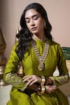 Komal Shah_Green Chanderi Embroidery, Sequins, Metallic Paan Motif Hand Anarkali Set _Online_at_Aza_Fashions