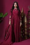 Buy Komal Shah Maroon Chanderi Embroidery, Sequins Round Paan Motif Hand Anarkali And Dupatta at Aza Fashions Buy_Komal Shah_Maroon Chanderi Embroidery, Sequins Round Paan Motif Hand Anarkali And Dupatta _at_Aza_Fashions