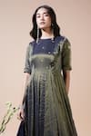 Buy_Komal Shah_Navy Tissue, Shantoon, Georgette Embroidery, Keri Hand Stripe Anarkali Set _Online_at_Aza_Fashions