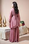 Shop_Komal Shah_Rose Gold Chanderi, Georgette, Shantoon Badla Mukeish Peplum Top And Palazzo Set _at_Aza_Fashions