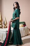 Komal Shah_Green Chanderi, Shantoon, Georgette Floral Jaal Hand Kurta Garara Set _Online_at_Aza_Fashions