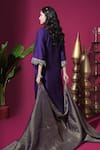 Shop_Komal Shah_Purple Chanderi, Tissue Embroidery V-neck Scallop Hand Kurta Pant Set _at_Aza_Fashions