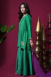 Buy_Komal Shah_Green Chanderi, Organza Embroidery, Zari, Gota Patti, Hand Kurta Palazzo Set _Online_at_Aza_Fashions